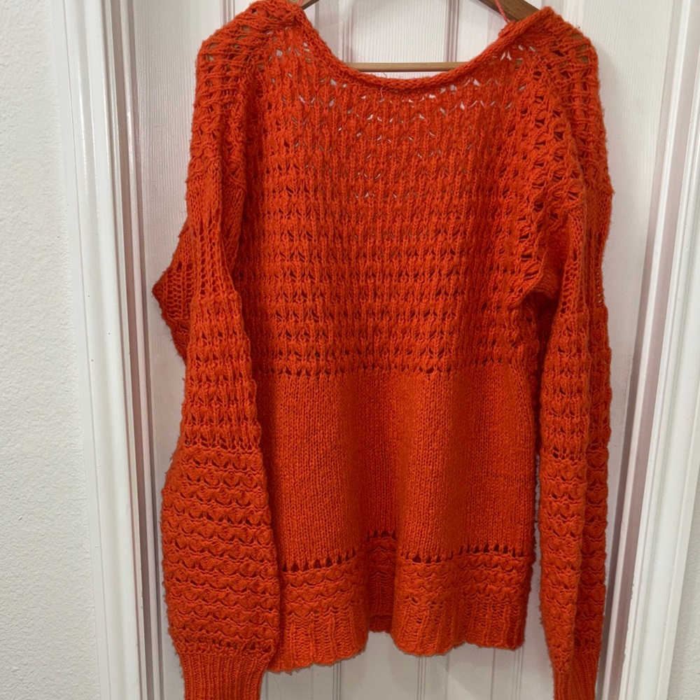 Free People Vibrant Orange V-Neck Sweater - Picture 8 of 8